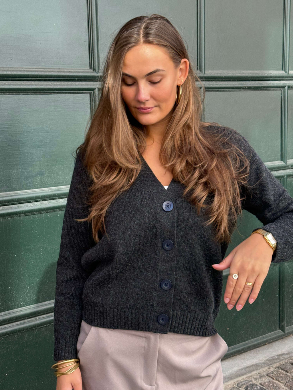 Megztas megztinis - tamsiai pilka melange