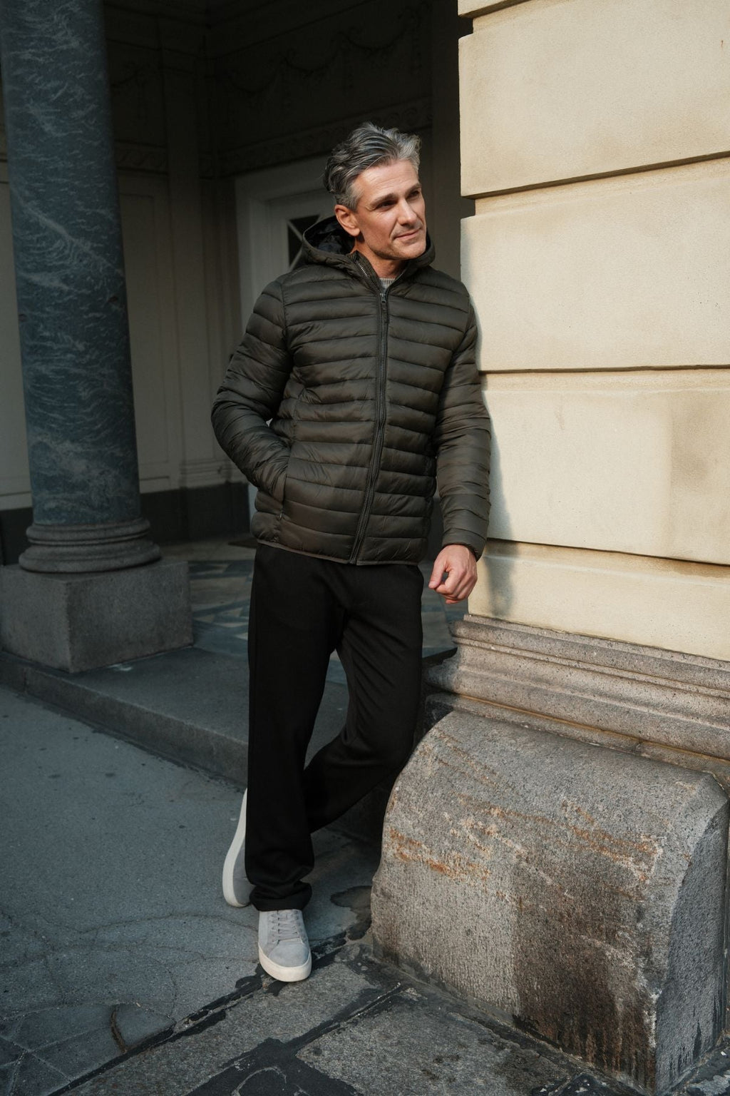 Hooded Light Puffer Jacket - Olive