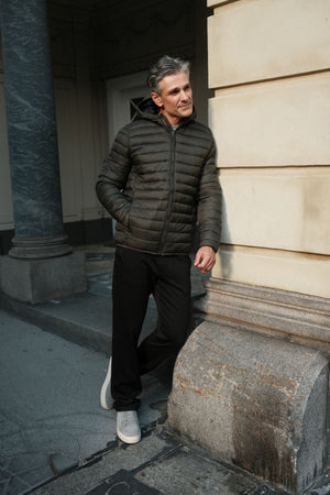 Hooded Light Puffer Jacket - Olive