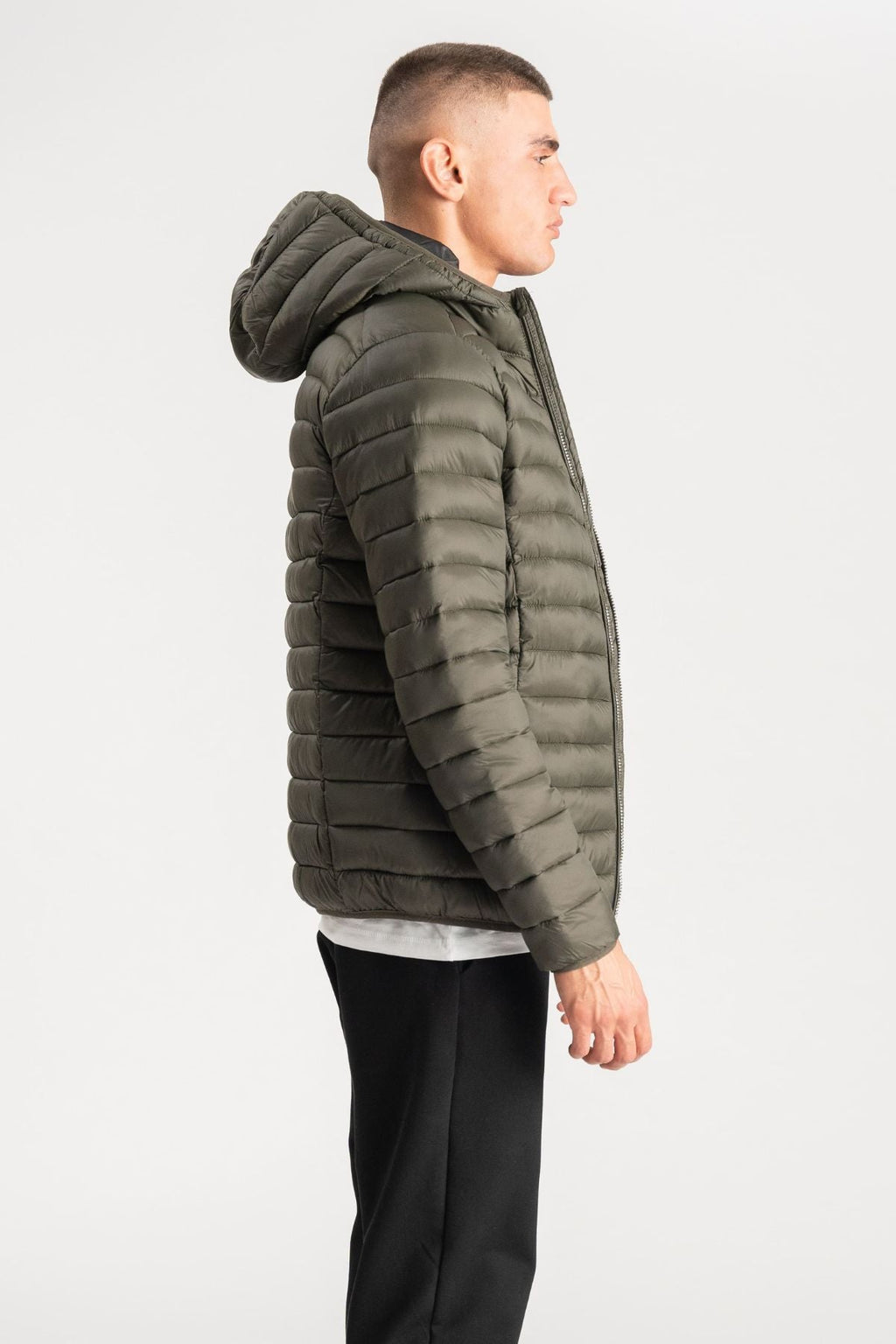 Hooded Light Puffer Jacket - Olive