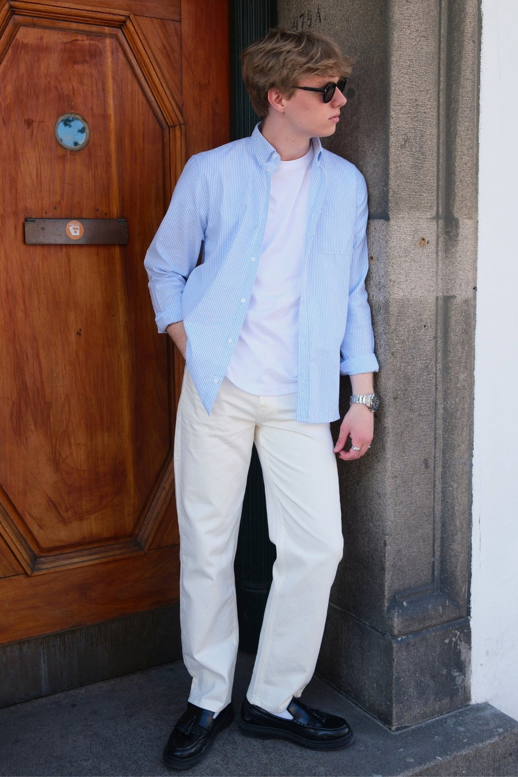 Noah boeems tinkami džinsai - baltas džinsinis audinys