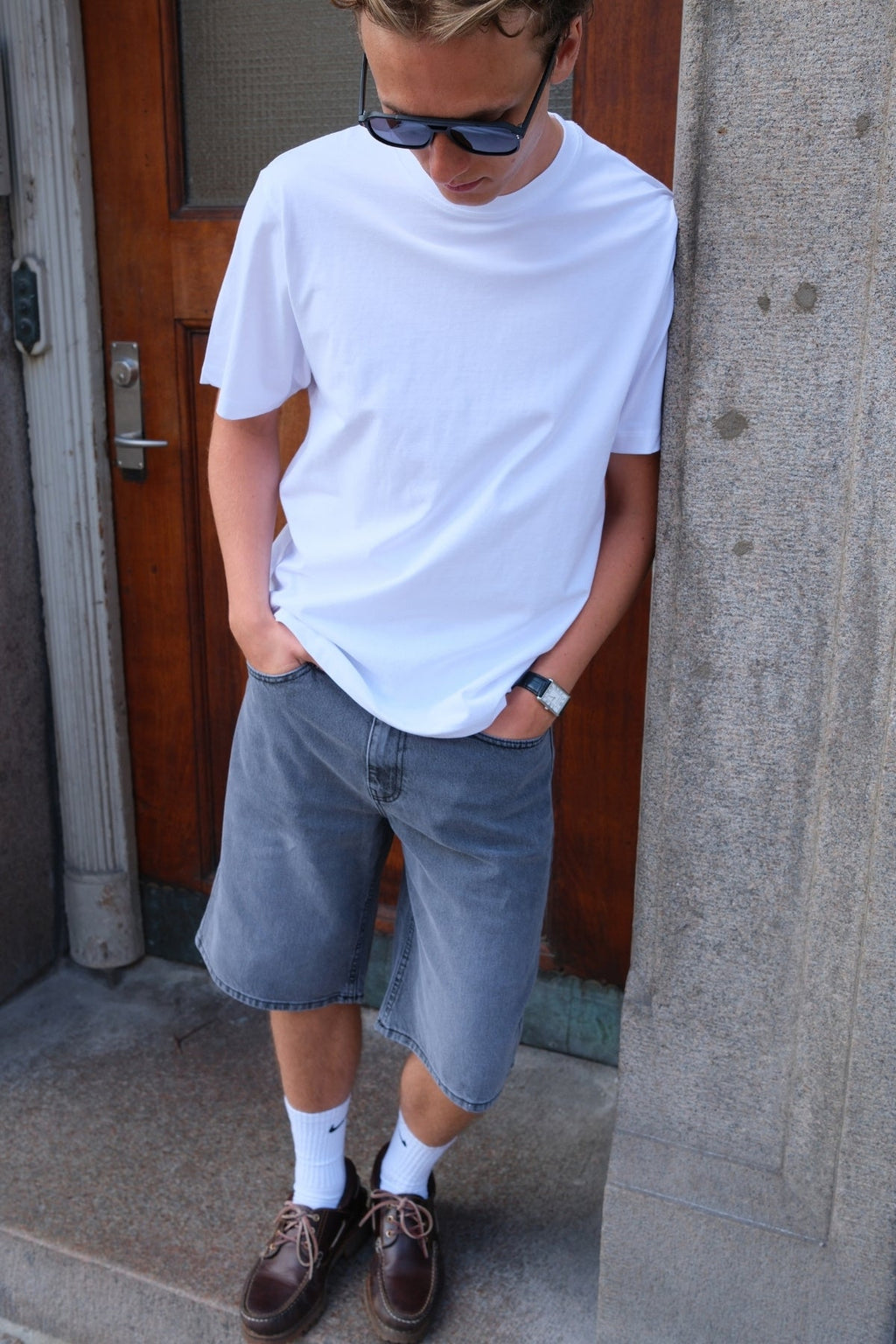 Džinsinis Shorts Laisvas - pilkas