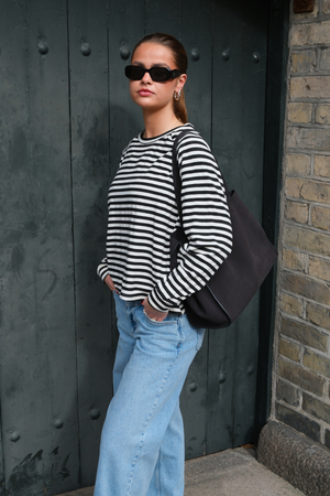 Stripped Long Sleeve Regular Fit - Black