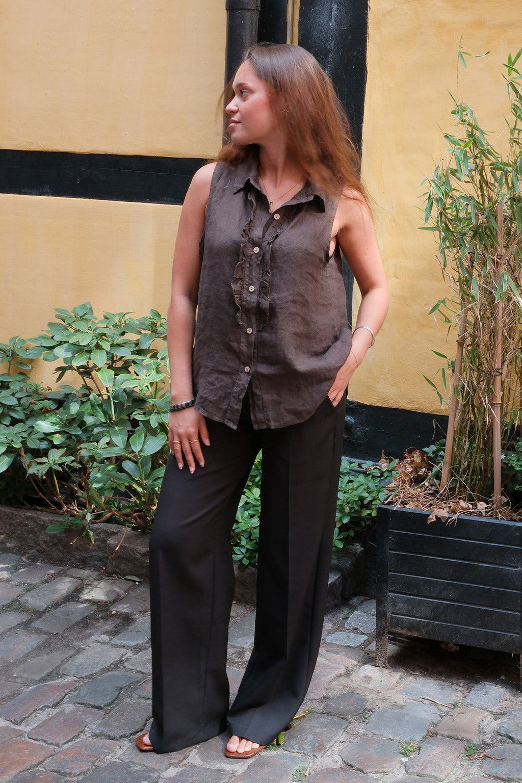 Mio lininis viršus – rudas