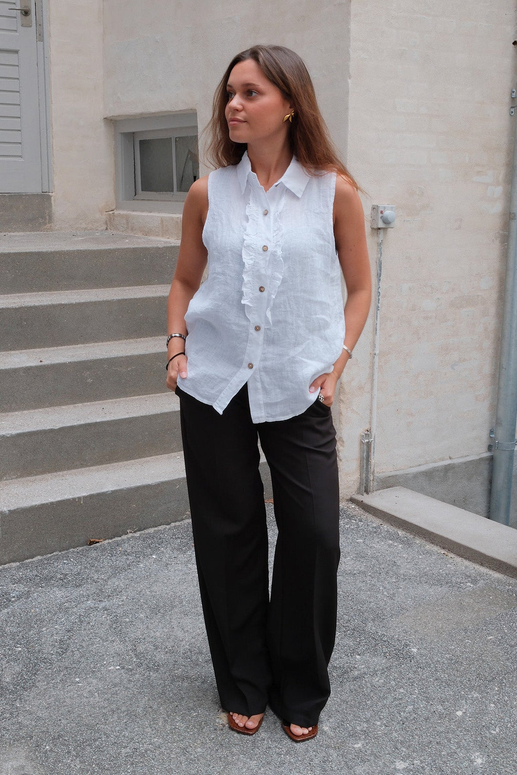 Mio Linen Top - White