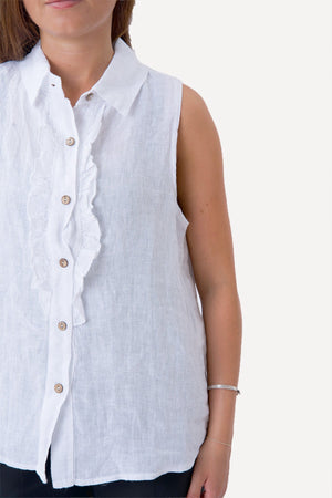 Mio Linen Top - White