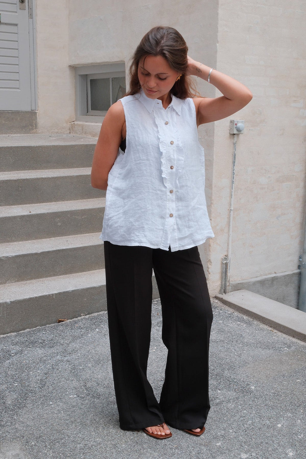 Mio Linen Top - White