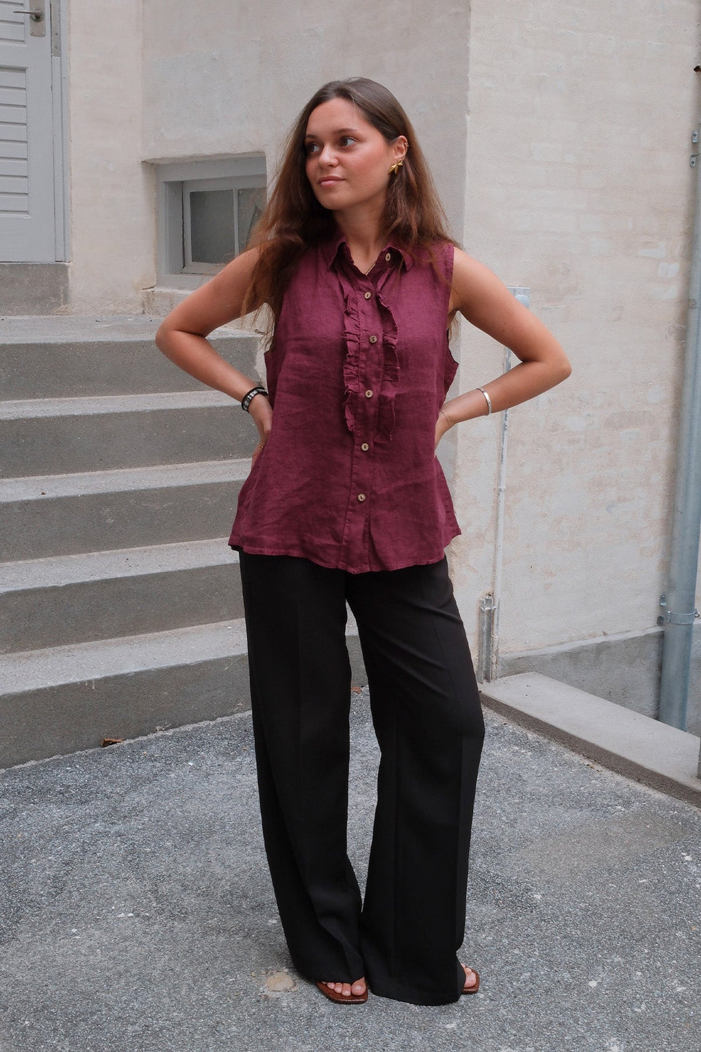 Mio Linen Top - Red
