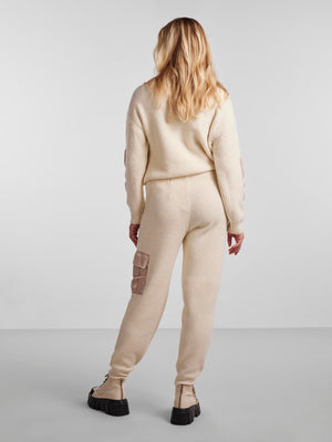 Naura Knit Pants - Antikvariniai balti