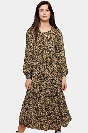 Draugų gėlių suknelė - juoda žydra