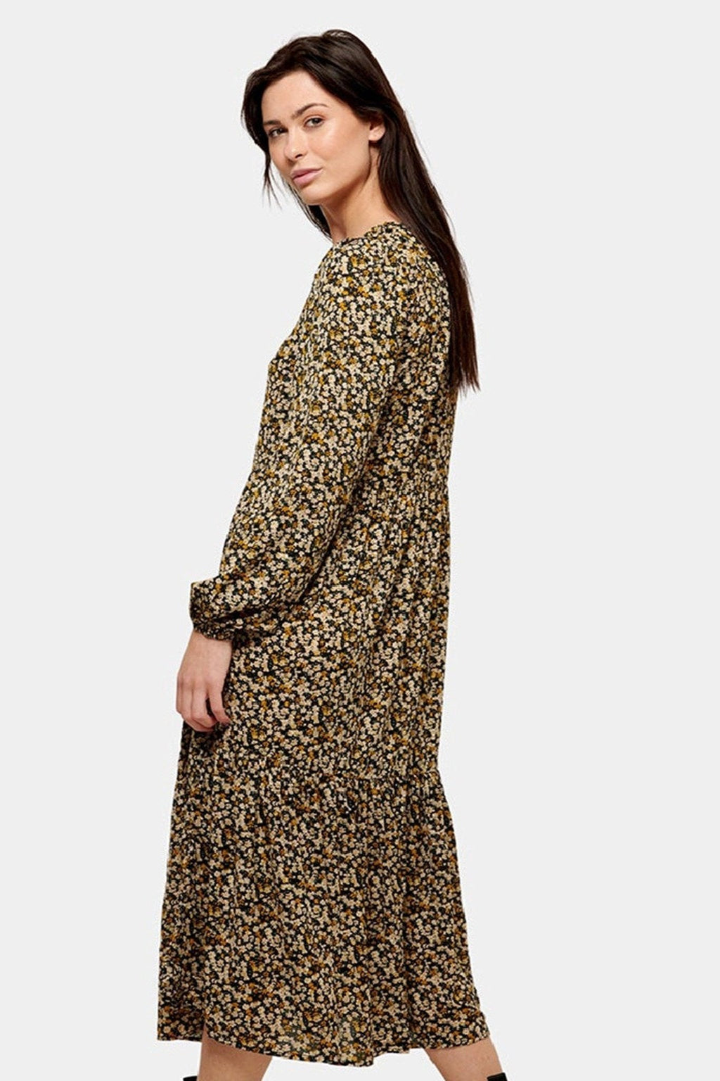 Draugų gėlių suknelė - juoda žydra