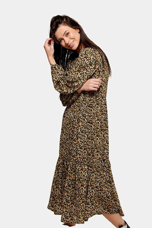 Draugų gėlių suknelė - juoda žydra