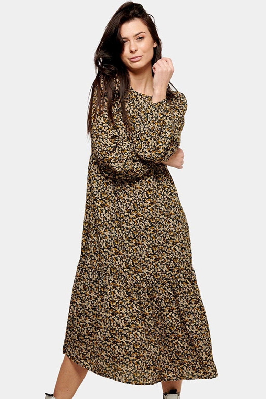 Draugų gėlių suknelė - juoda žydra