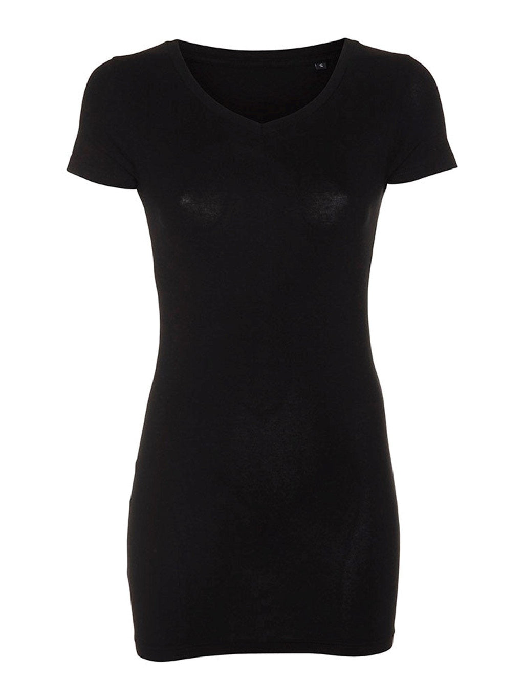 Plonas vneckas basic Marškinėliai - juodi