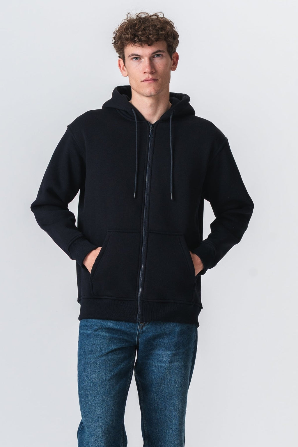 Relaxed Zip Hoodie - Navy