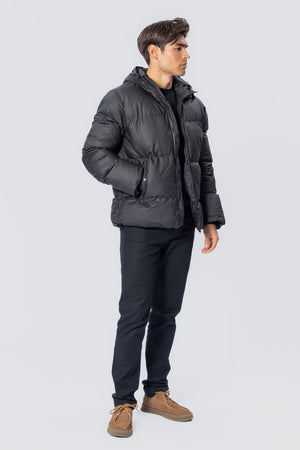 Coated Hooded Jacket - Black
