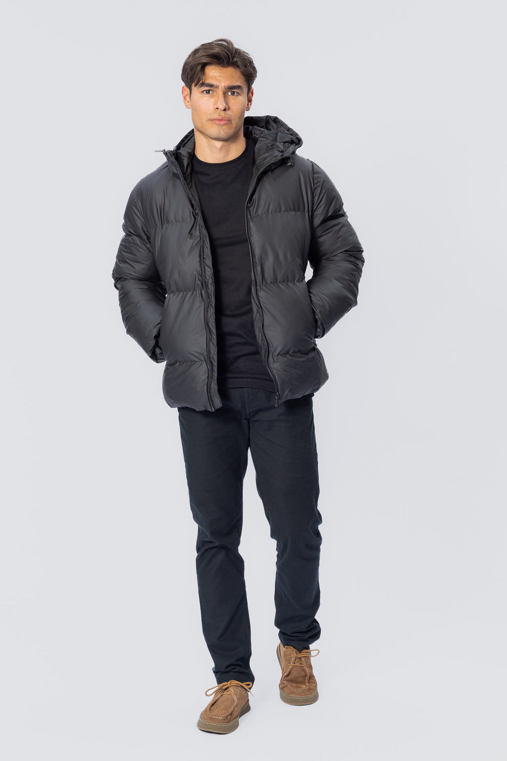 Coated Hooded Jacket - Black