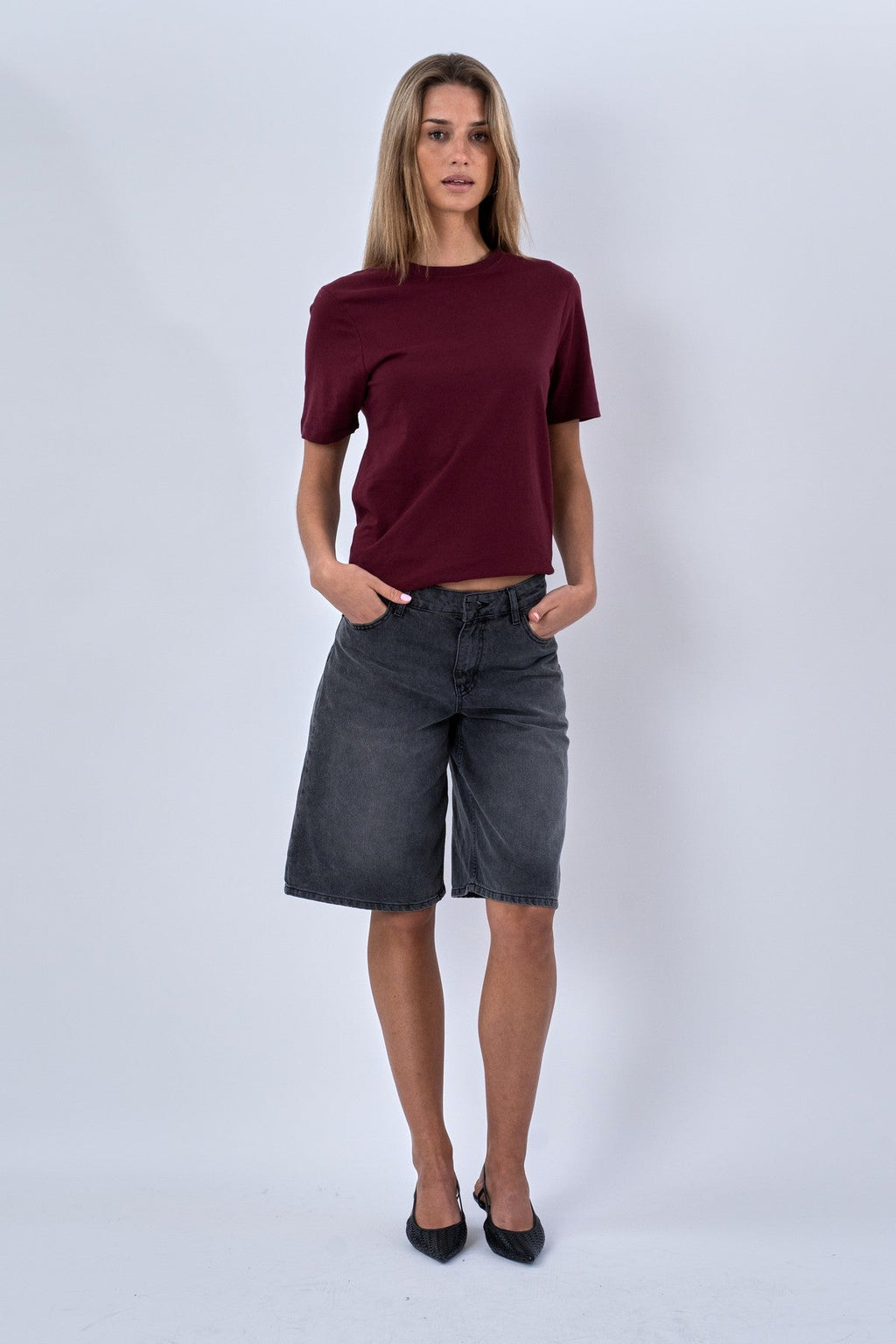 Boyfriend Tee - Burgundy Red