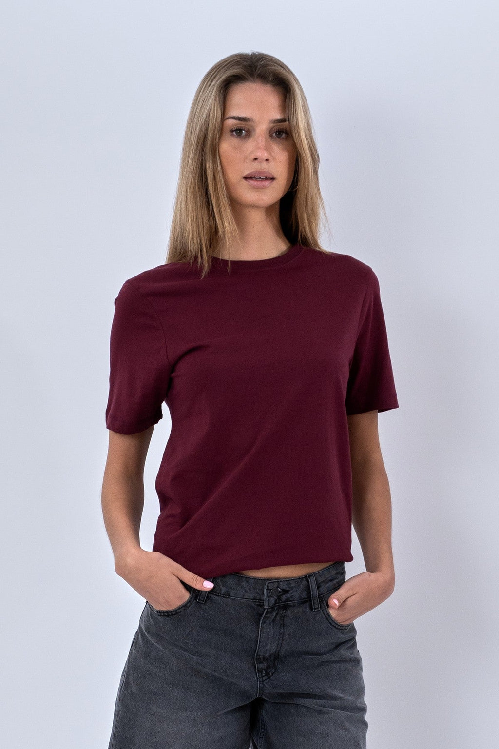 Boyfriend Tee - Burgundy Red
