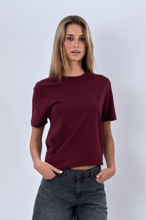 Boyfriend Tee - Burgundy Red