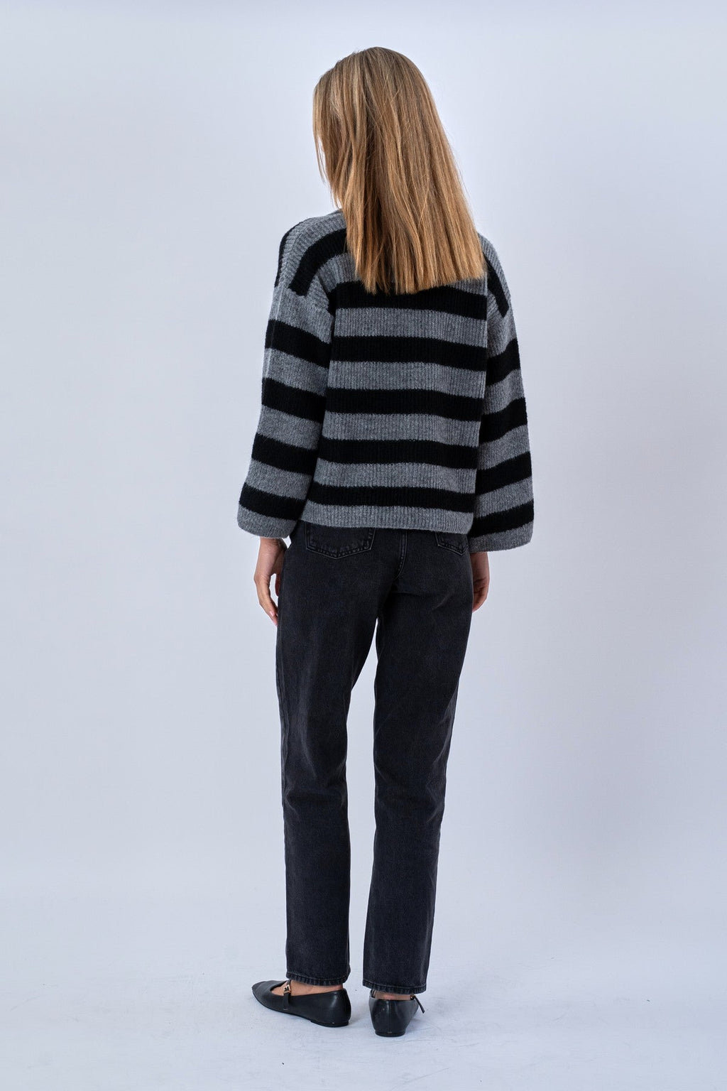 Josie Polo Knit – pilka/juoda