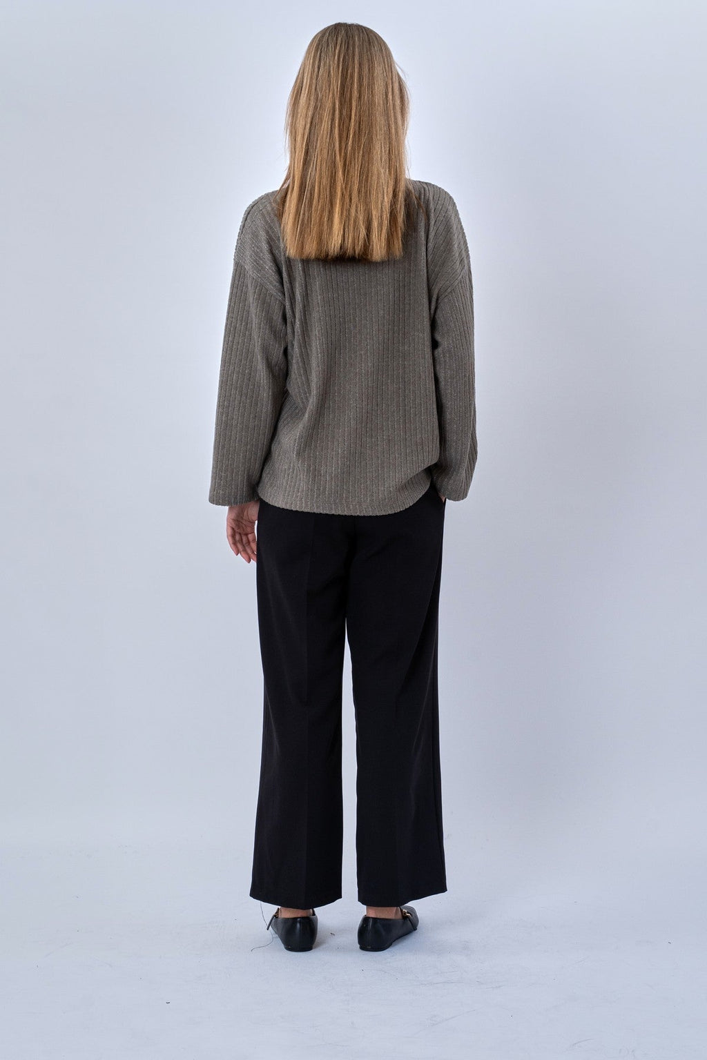 Ivy Tie Blouse Knit - Khaki