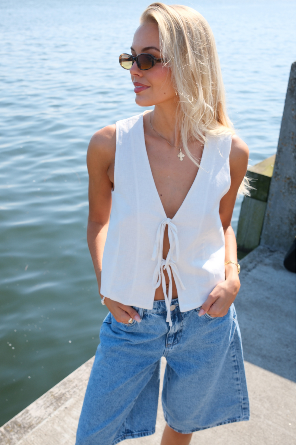 Lininė liemenė - balta