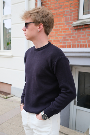 Crewneck Knit Sweater - Dark Navy