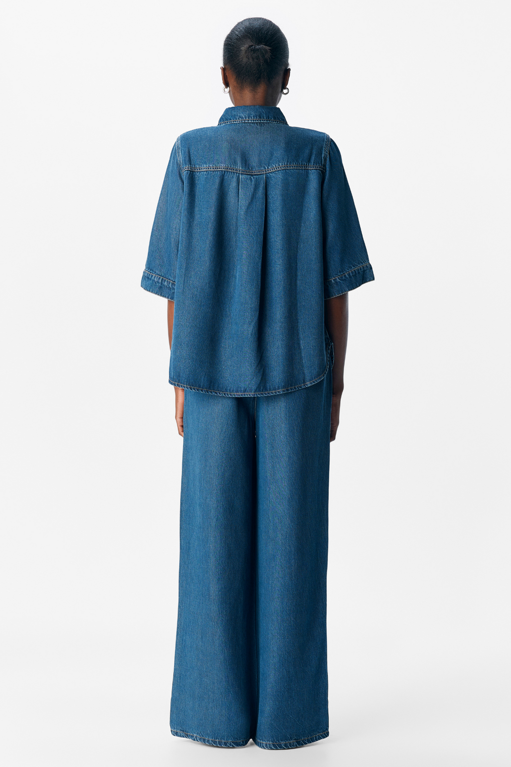 Rėmas 2/4 džinsinis viršus - tamsiai mėlynos spalvos džinsinis skalavimas