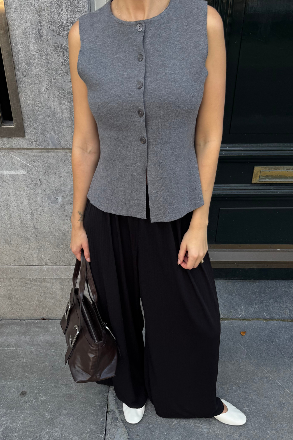 „Reynard Knit Vest“ - vidutinio pilkos spalvos melange