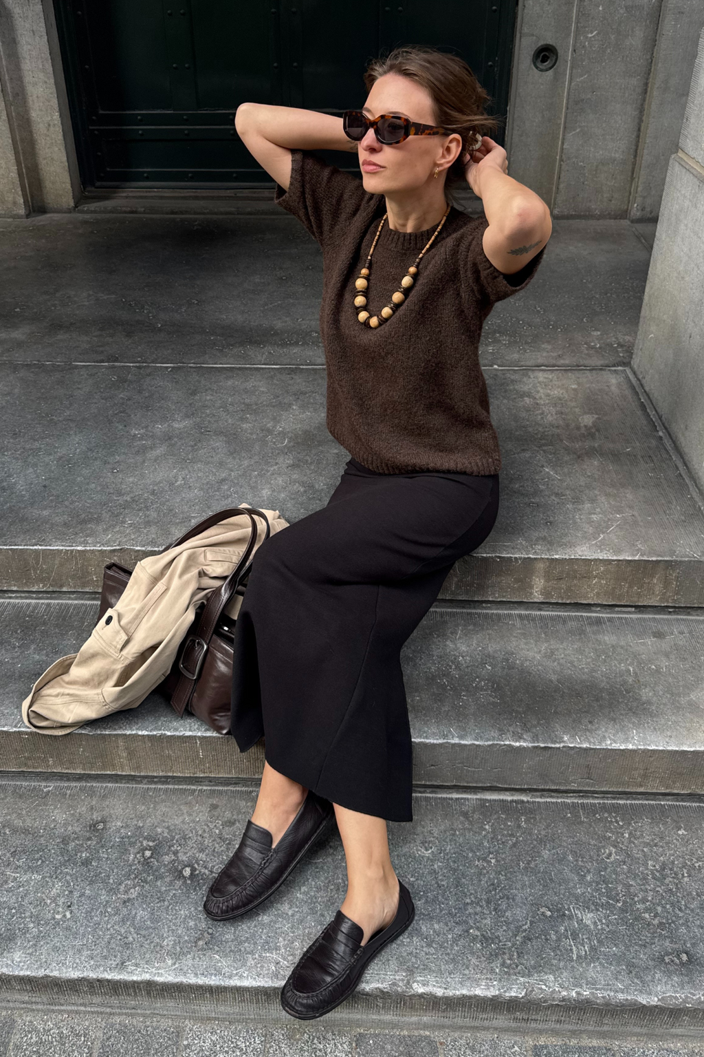 Aggia S/S Knit Pullover - Seal Brown