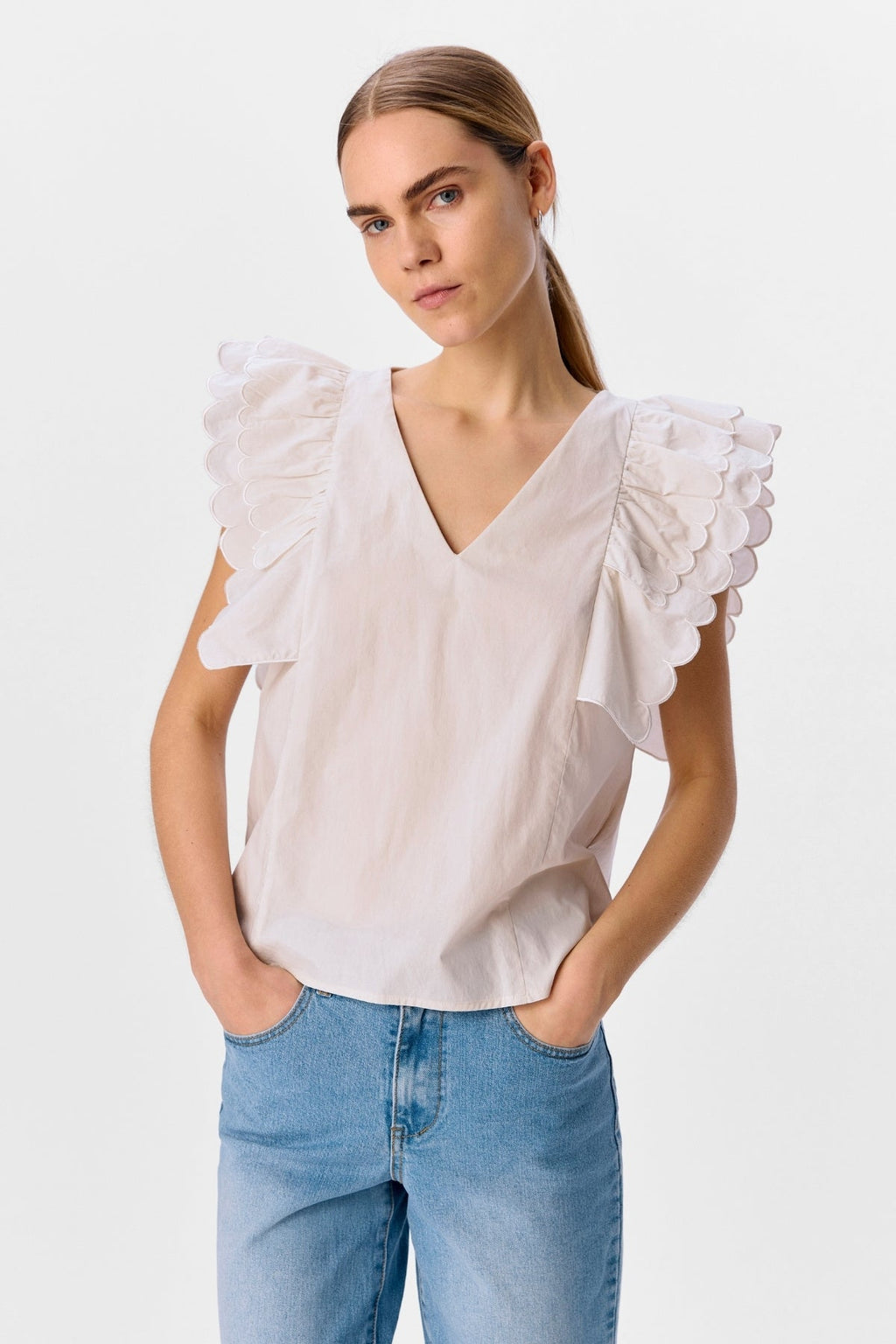 Hope Papaya Nour S/S Top - White Sand