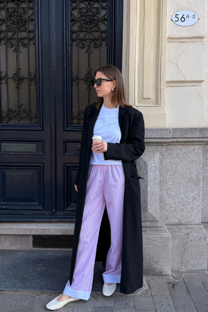 Layla dryžuota Pants - rožinė