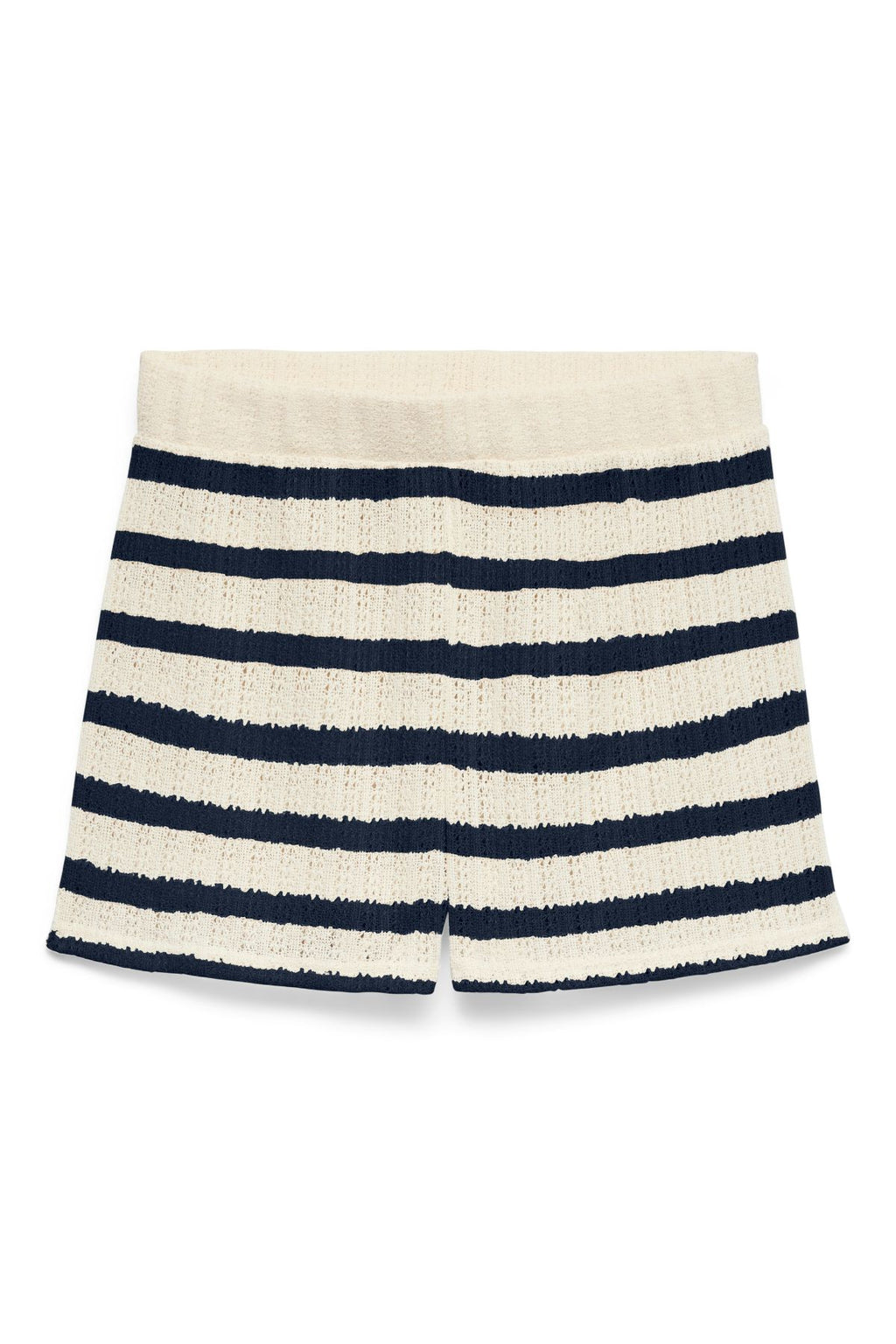 Freja Vidurio juosmens Shorts - Beržo juostelės - Navy Blazer