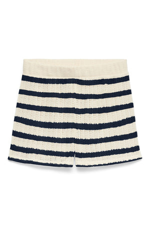 Freja Vidurio juosmens Shorts - Beržo juostelės - Navy Blazer