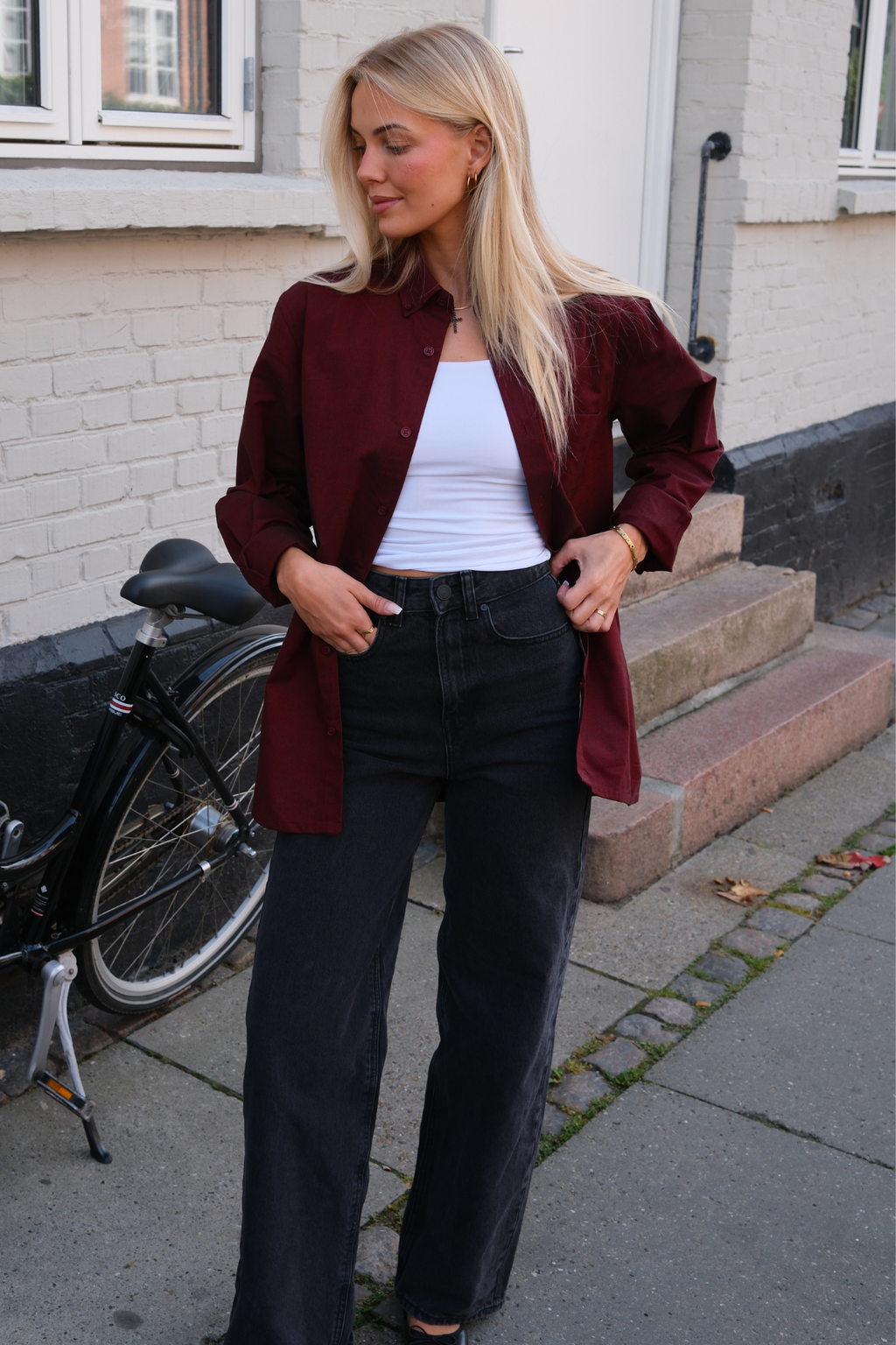 Boyfriend Oxford Shirt - Burgundy