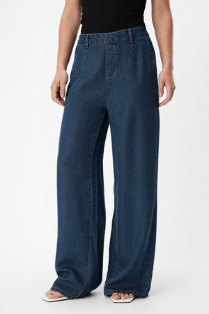 Frame Lisa Wide Pants - Dark Blue Denim Rinse Wash