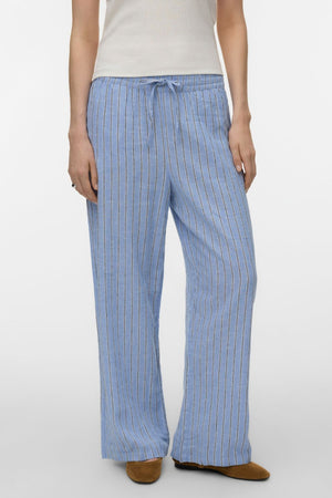 Linn HW Pants - Cornflower Blue-Liva Navy Blazer