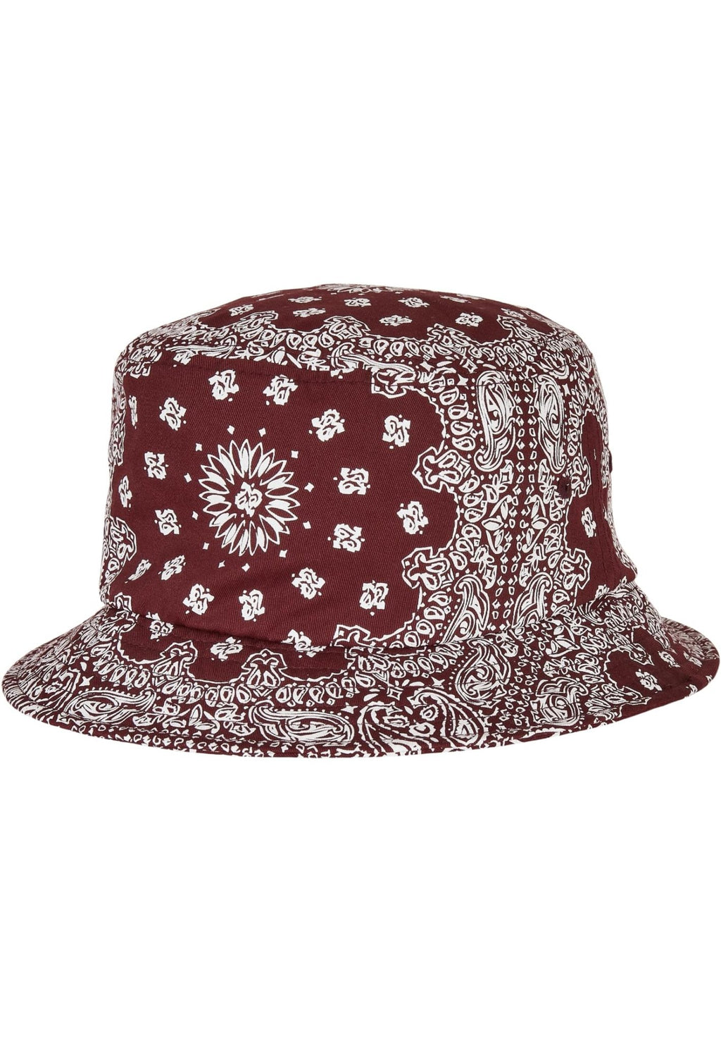 Bandana Print Bucket Hat - Cherry/White