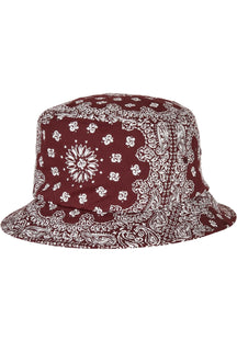 Bandana Print Bucket Hat - Cherry/White