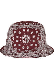 Bandana Print Bucket Hat - Cherry/White