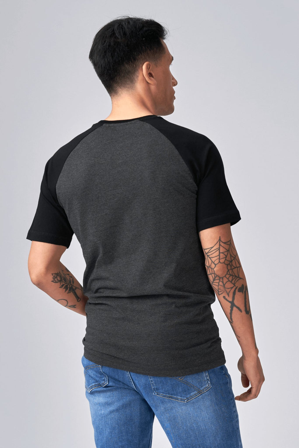 Basic „Raglan“ marškinėliai-juodai tamsa pilka