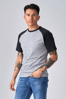 Basic „Raglan“ marškinėliai-juodai šviesiai pilka