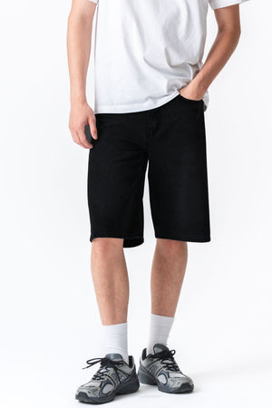 Džinsinis Shorts Laisvas – vientisas juodas