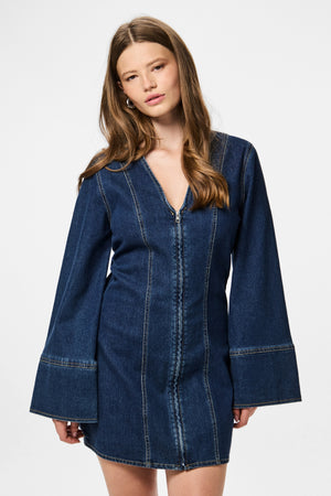 Flora Denim Dress - Dark Blue Denim