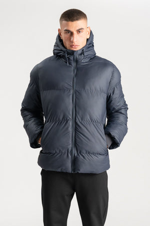 Coated Hooded Jacket - Navy - TeeShoppen Group™