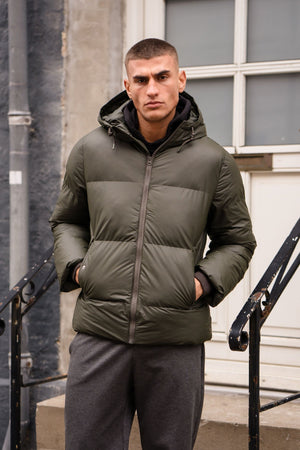 Coated Hooded Jacket - Olive