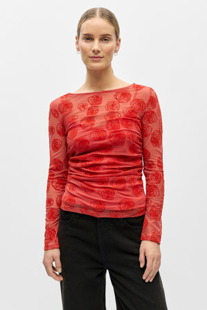 Elodie Top - Spanguolių puansetės rožės