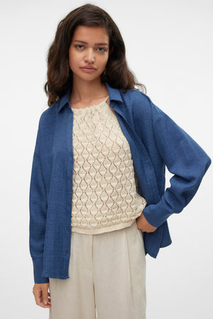 „Melaney Queeny“ marškinėliai – tamsus džinsinis melanžas