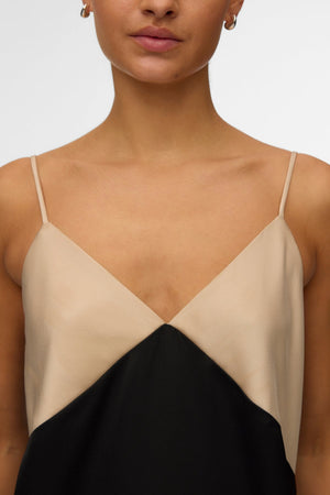 Joy Singlet Ankle Dress - Cement Black Contrast